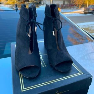 Black Peep toe booties